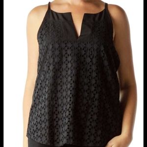 Athleta Black Eyelet Dunes Halter Tank Size Medium NWT